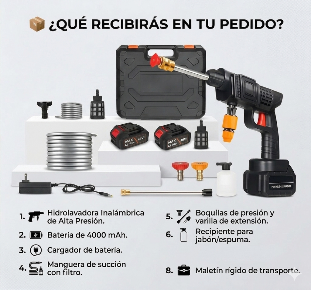 Hidrolavadora profesional Inalámbrica 48V+ Nivel Láser de Precisión