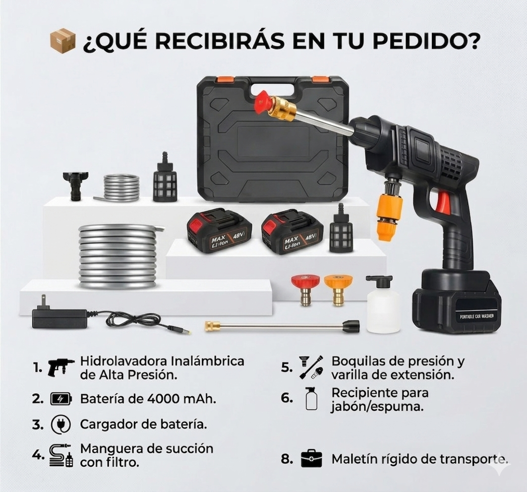 Hidrolavadora profesional Inalámbrica 48V+ Nivel Láser de Precisión